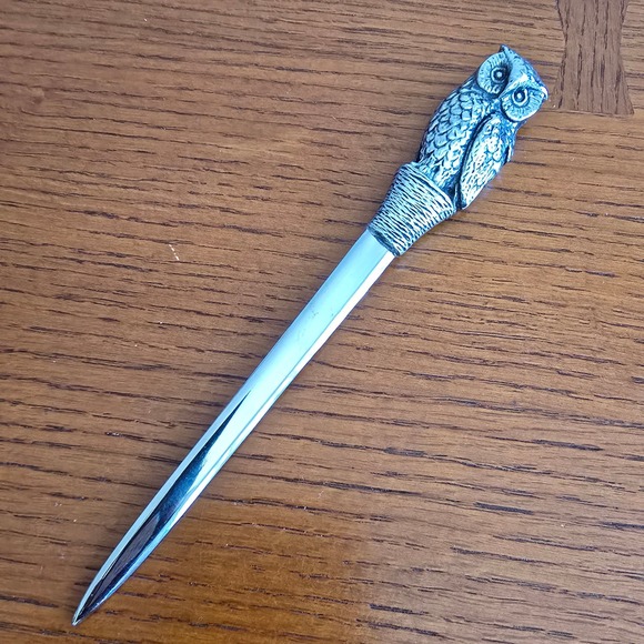 Unbranded Other - Pewter Owl Figural Letter Opener Silver Tone Stainless Desk Office Accessory